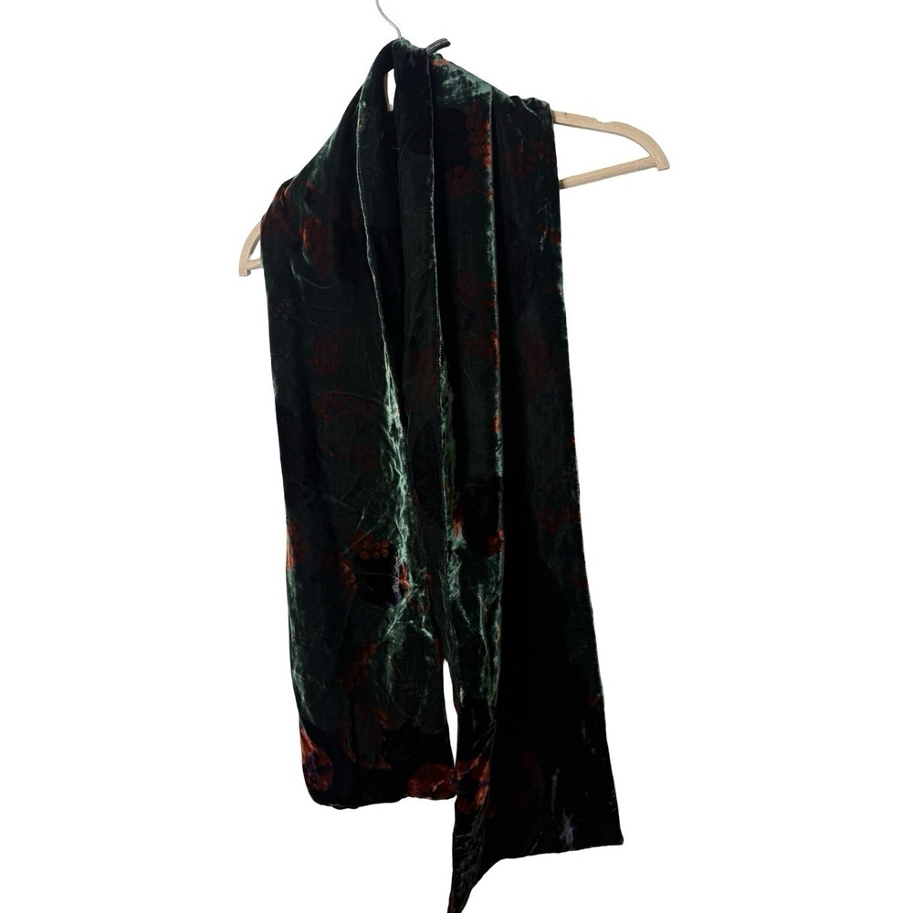 Georgina von Etzdorf green black Abstract Dot Velvet‎ Scarf England 65"x 9"